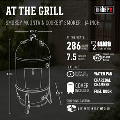 SmokeCraft: 14-inch Smokey Mountain Cooker, Charcoal Smoker