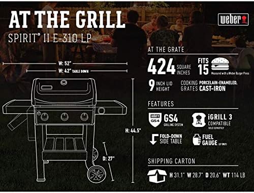 SmokeCraft:  Spirit II E-310 3-Burner Liquid Propane Grill, Black