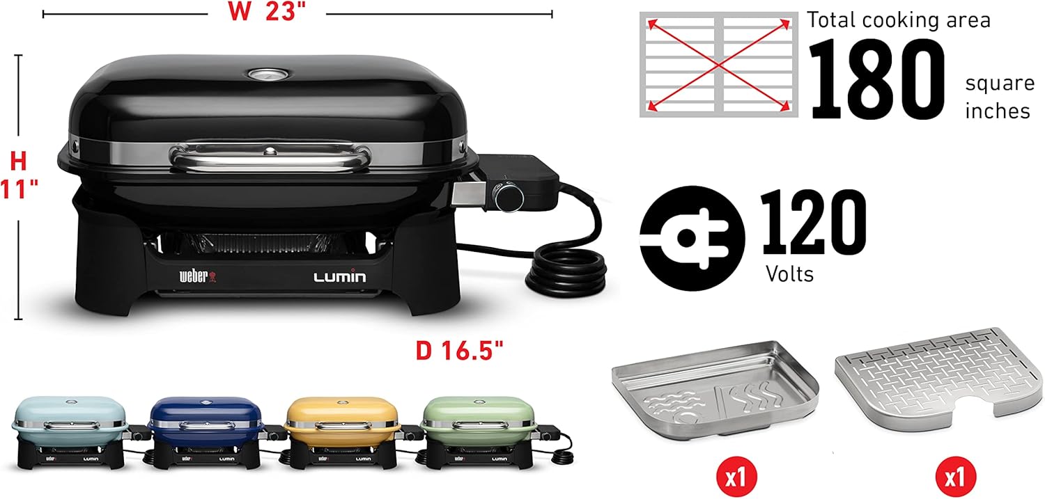 SmokeCraft: Lumin Compact Outdoor Electric Barbecue Grill, Black - Great Small Spaces such as Patios, Balconies, and Decks, Portable and Convenient