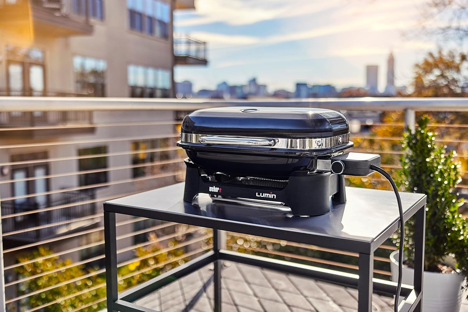 SmokeCraft: Lumin Compact Outdoor Electric Barbecue Grill, Black - Great Small Spaces such as Patios, Balconies, and Decks, Portable and Convenient